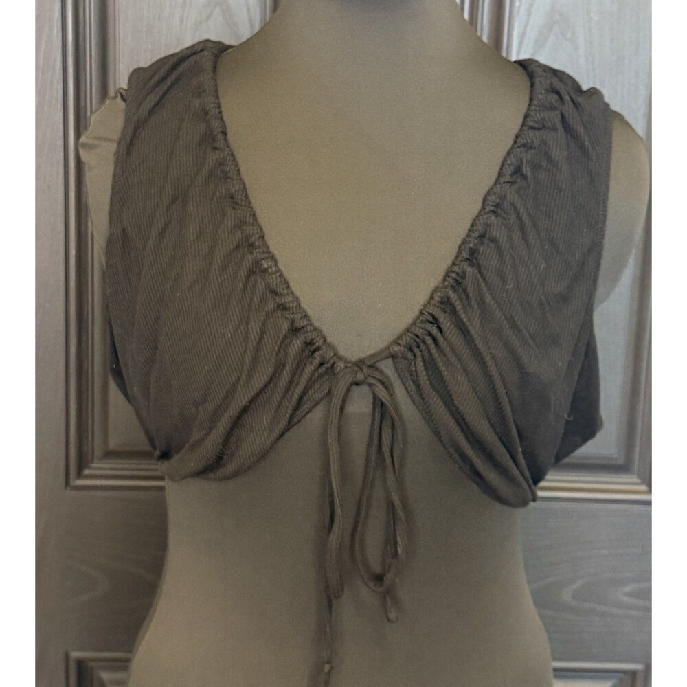 Skims Soft Lounge Tie Front Super Crop Top Size 2X Black